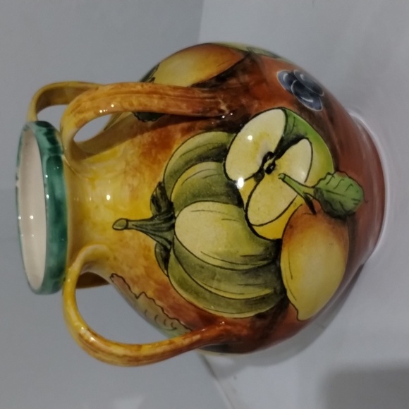 Majolica Santa Rosa 4 handle vase  guanajuato vase fruit Mexico art pottery - Picture 6 of 11